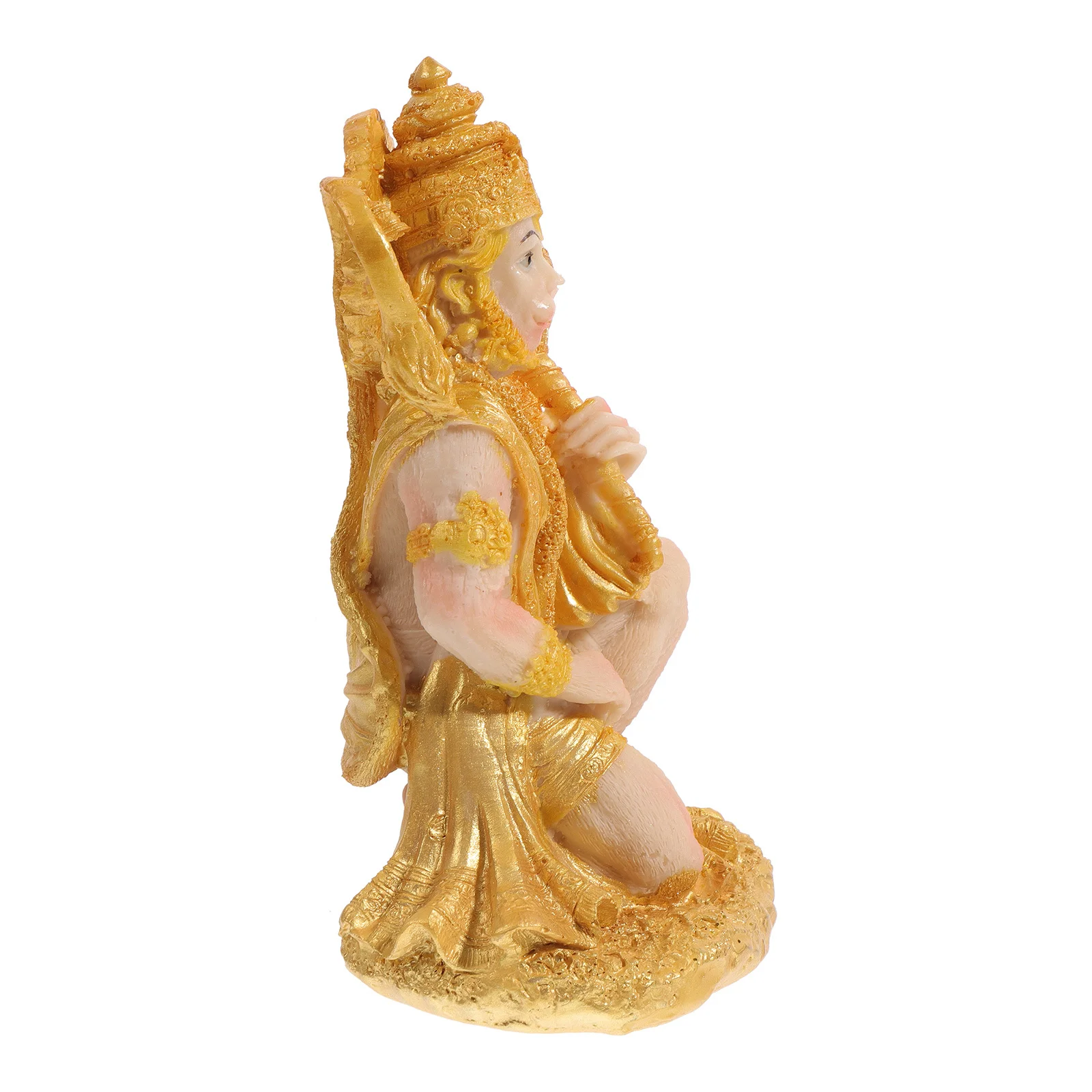 

SEWACC Lord Gold Statue Figurine Idol Pooja Home Decor Resin Sculpture Vintage Tabletop Strength Indian Retro Ornament