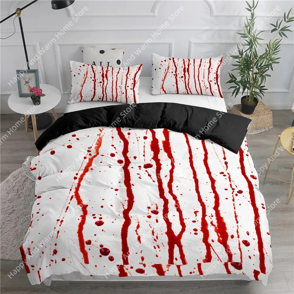 

Хэллоуин Король Королева пододеяльник ужас кровь ручной комплект постельного белья для подростков страшные красные пятна крови 2/3 шт. полиэстер пододеяльник