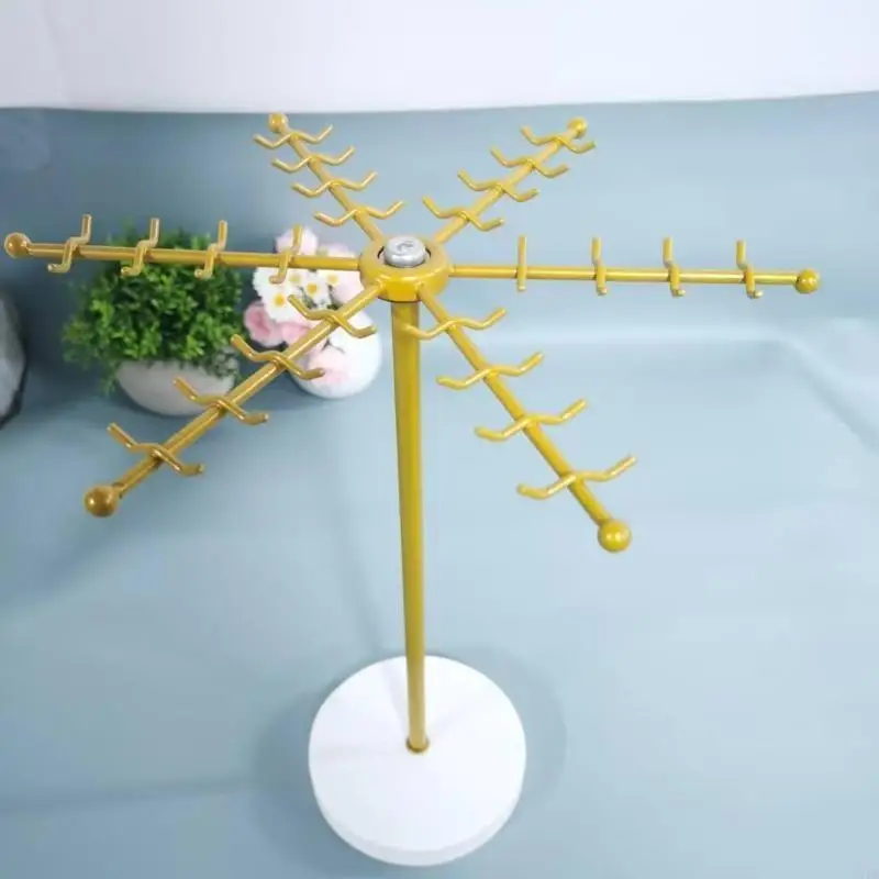 

Metal Necklace Tree 48 Hook Rotating Earring and Bracelet Display Stand Space Saving Jewelry Accessories Organiser