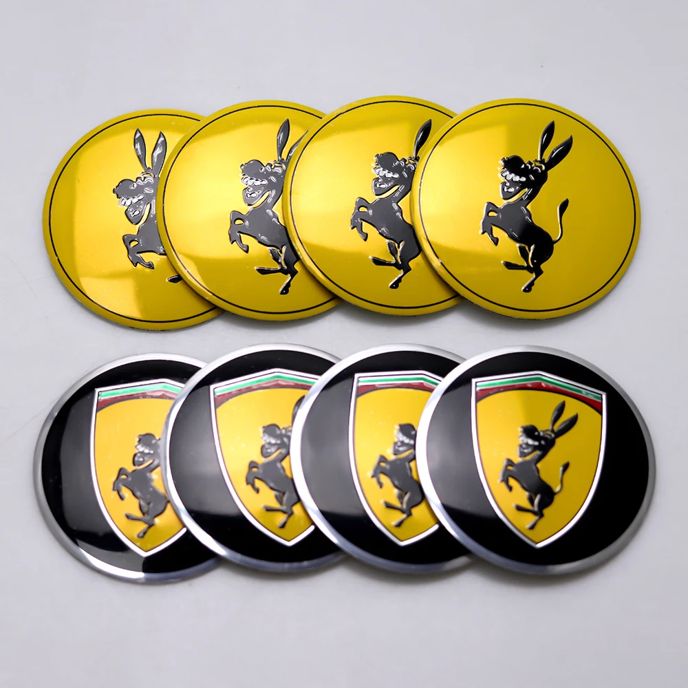 4pcs 56/60mm Wheel Center Cover Stickers Car Hub Caps Replacement Modification Accessorie for Ferrari Farah Donkey Badge Emblem