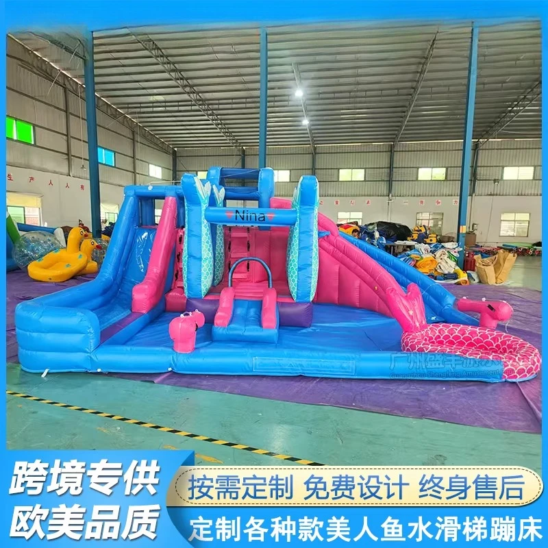 Custom Inflatable Castle Indoor Small Home Mermaid Inflatable Trampoline Trampoline Swimming Pool Kids Inflatable Cas