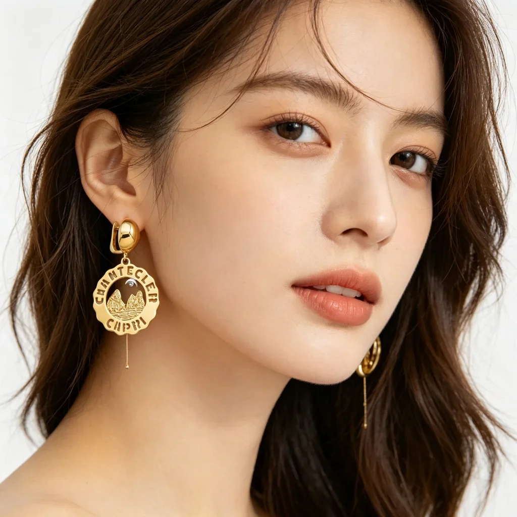 New Gold Plated Shell Drop Earrings for Women, Openwork Ocean Coast Pendant Earrings with Tiny Diamond, Elegant Summer Jewelry