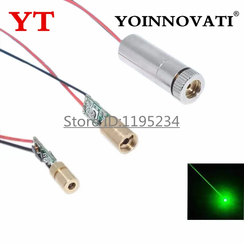1-5PCS Green Point Laser Head 10mW Laser Module 12MM/8MM/6MM Diameter Laser Tube Green Laser Beam