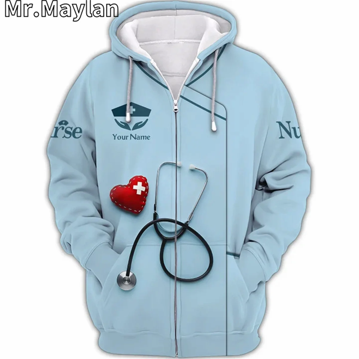 NURSING TOOLS  CUSTOM NURSE UNIFORM MEDICAL SCRUBS 3D Hoodie Unisex Sweatshirt Streetwear Zip Pullover Casual Jacket Tracksuits