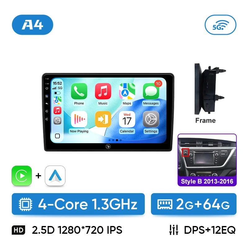 Ainavi Auto Multimedia Speler Voor Toyota Auris 2014 2015 2016 2017 2018 Corolla Hybrid Draadloze Carplay Android Auto 4G Wifi 2Din