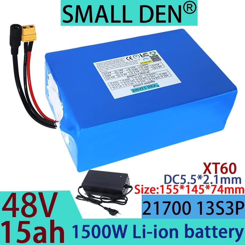 48V15Ah 21700 lithium battery pack 1500W solar high-power and large capacity electric tool motorcycle off-road vehicle2A charger