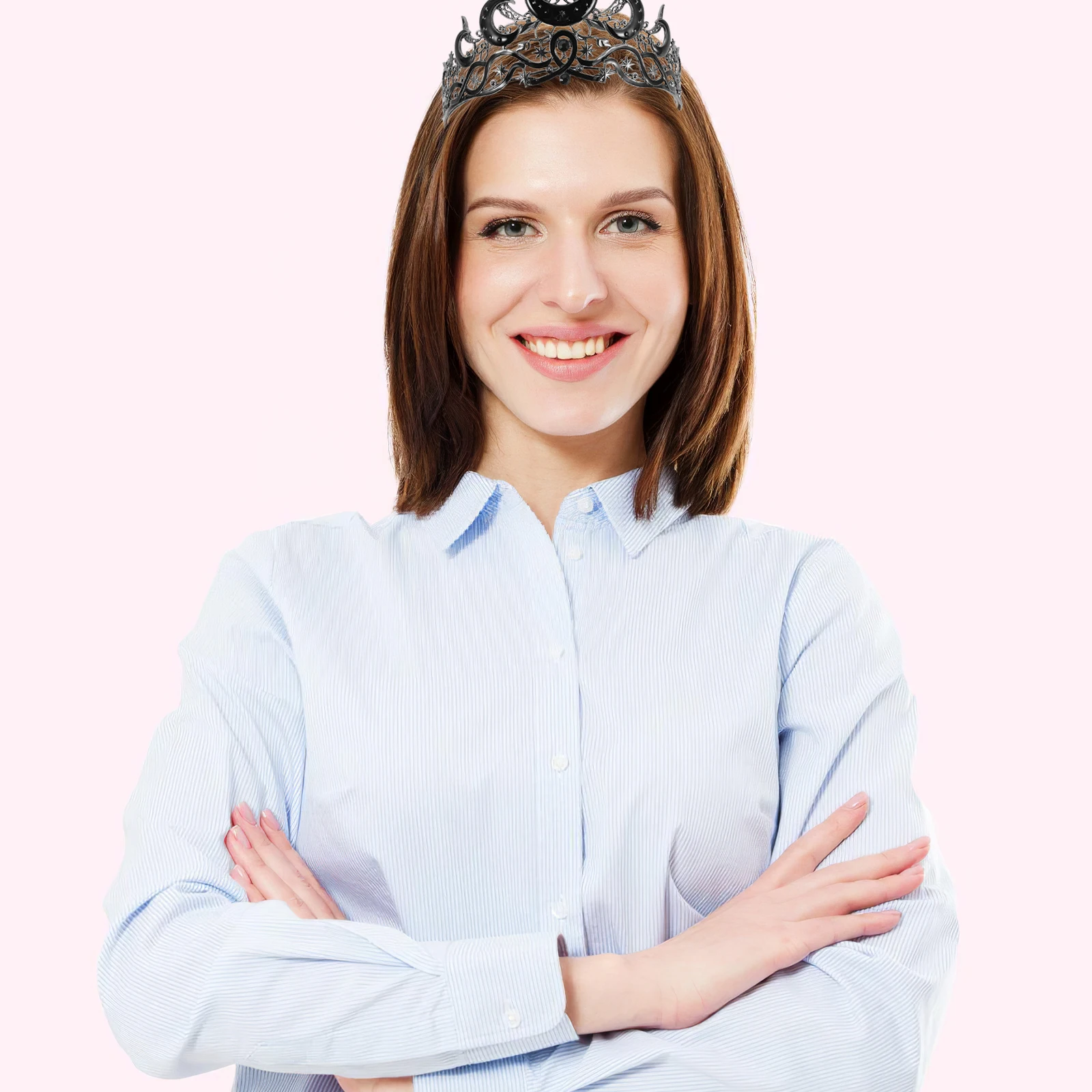 

Свадебная Корона Луны и Звезды с кристаллами и стразами, свадебная тиара, головной убор невесты для Хэллоуина, вечеринки, сцены, свадебный головной убор