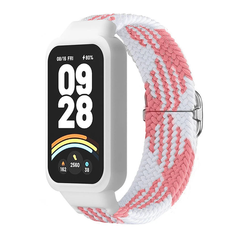 Case+gevlochten band voor Xiaomi Mi Band 9 Active Sports Nylon armband Correa voor Redmi Band 3 Polsband accessoires