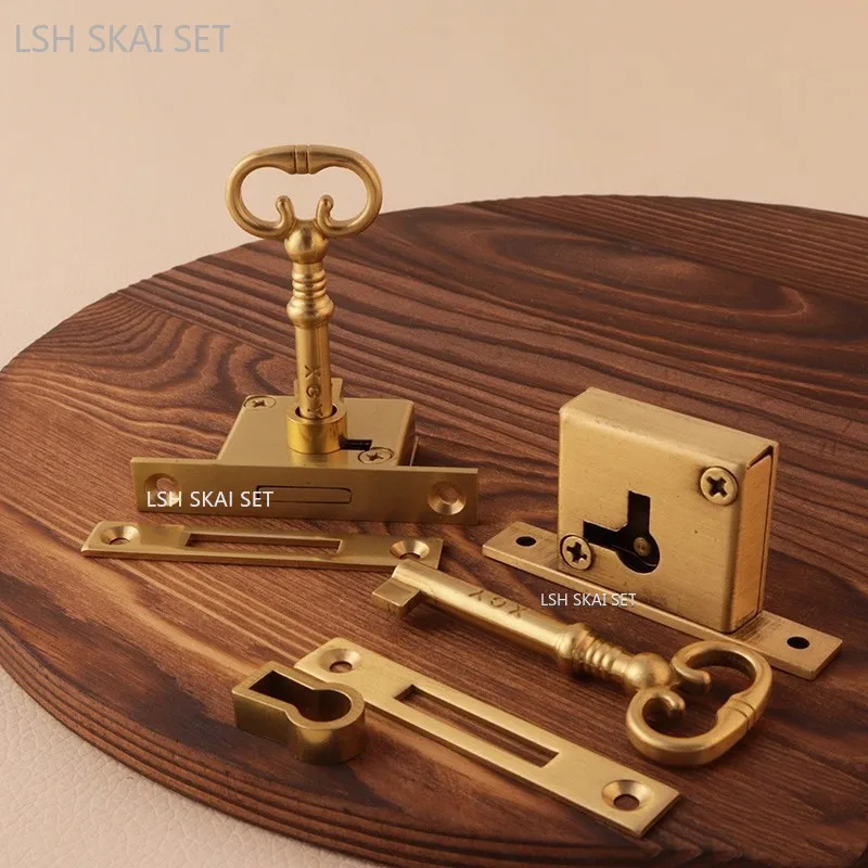 High-end Brass Cabinet Door Locks Furniture Hardware Exquisite Drawer Locks Antique Jewelry Boxes Invisible Anti-theft Locks