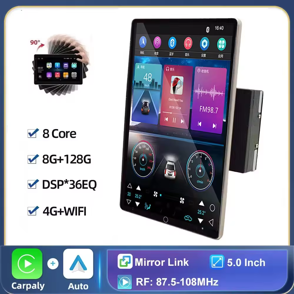 8Core 4G+64G10 Inch Rotation 4G 2 Din Android 14.0 Car Radio Multimedia 2din Autoradio Stereo Wireless Caplay GPS Navigation dvd