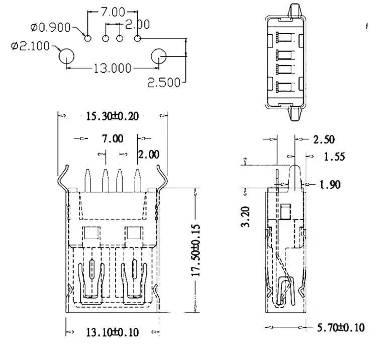 10 Stück Typ A USB-Buchse 2.0 Anschlusskopf 180-Grad-Winkelstecker Vertikaler Gerader Stecker – Detail 5
