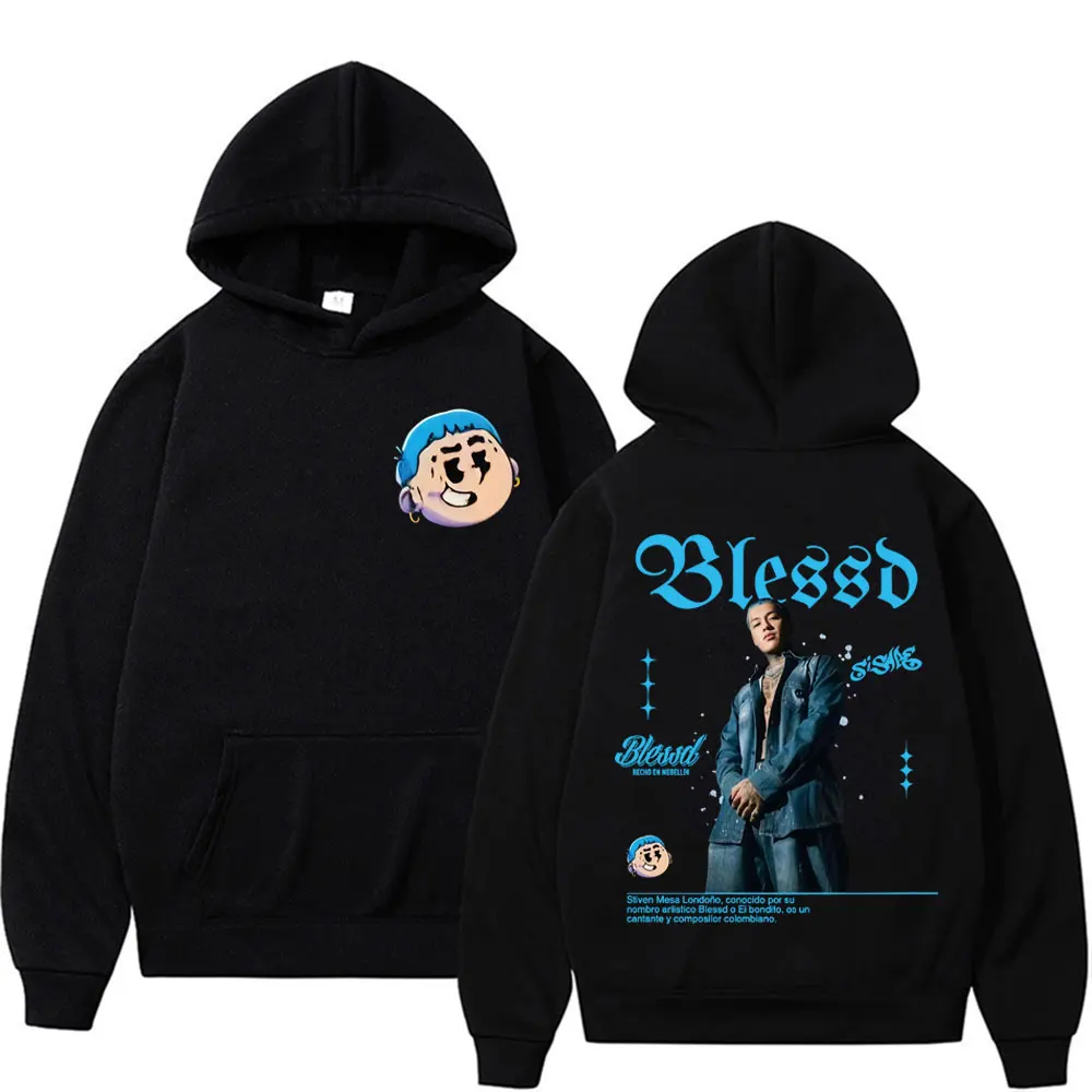 Rapero Blessd SI SABE Album 2025 Otoño/Invierno Tour 100% sudaderas con capucha de algodón con estampado hombres mujeres moda gótica Hip Hop Casual Tops