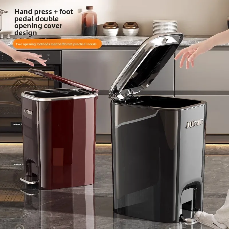 Foot pedal light luxury garbage storage cylinder bedroom bathroom kitchen toilet office bathroom high-end covered trash can