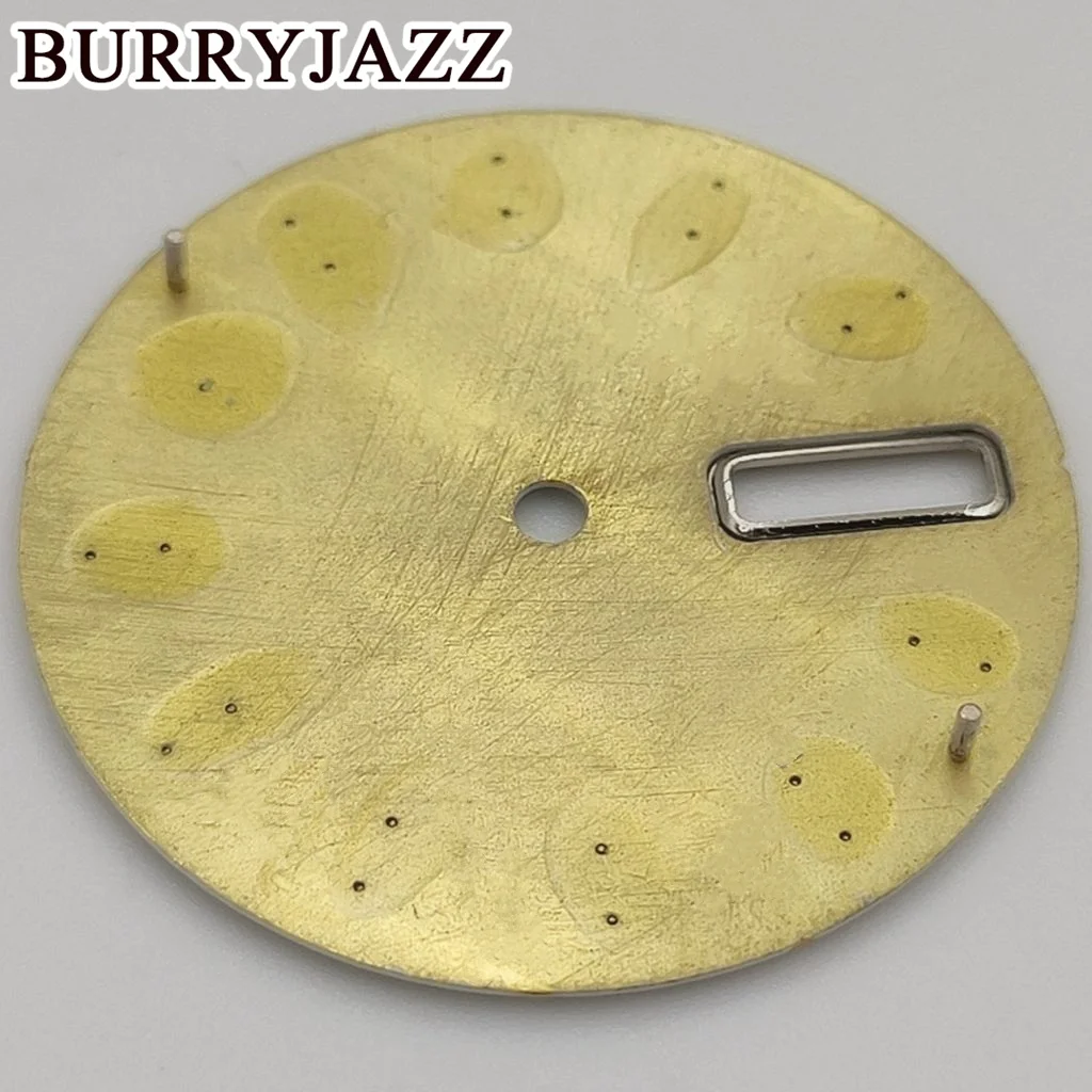 BURRYJAZZ-esfera de reloj NH36 de 28,5mm sin logotipo, esfera negra, azul, blanca, amarilla, verde, luminosa, ajuste de corona de caja de 3 en punto