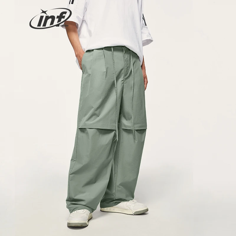 INFLAZIONE Pantaloni cargo larghi oversize rosa Pantaloni da paracadute a vita alta unisex Pantaloni cargo da esterno a gamba larga da uomo