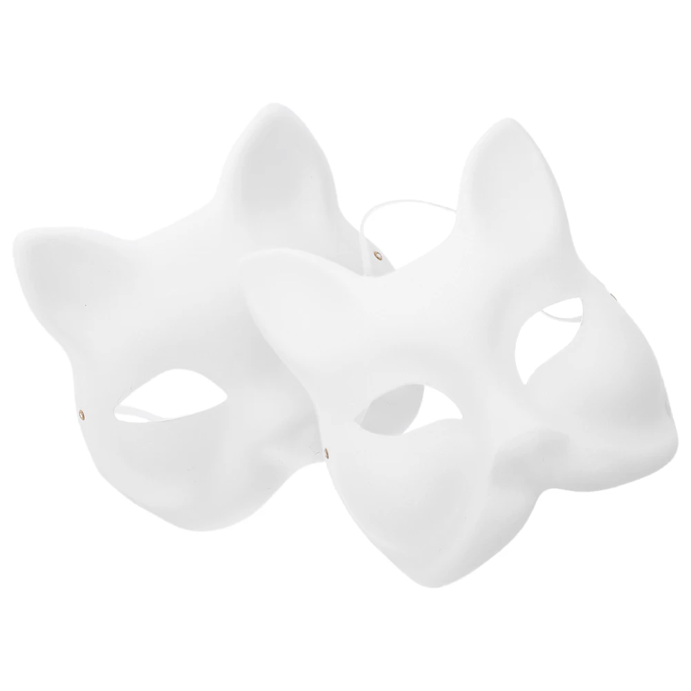 

2 Pcs Painted Cat Face Mask Man Halloween Masks Paper Unpainted Blank to Decorate