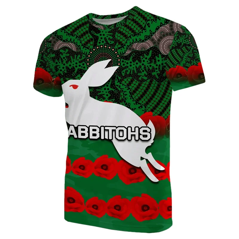 Anzac Day 3D Printing T Shirt For Men Clothes Australia New Zealand Rabbit Patterns Graphic T-Shirts Remember Flower Tees Top