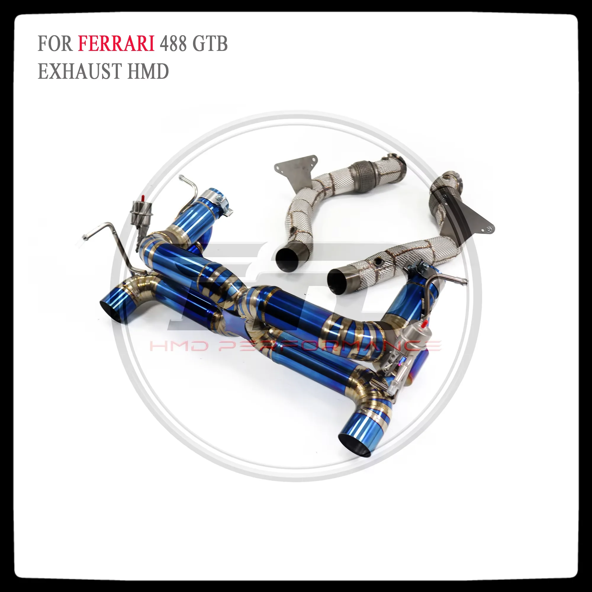 

HMD Titanium Exhaust System Performance Catback for Ferrari 488 GTB Valve Muffler With Tips Catless Downpipe