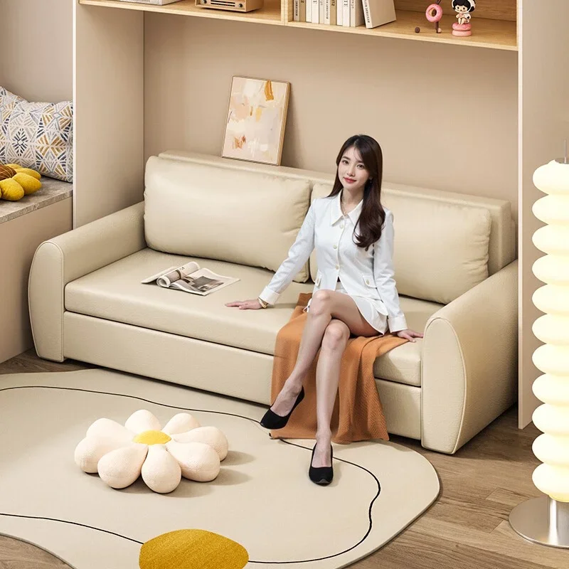 

Folding sofa bed dual-purpose cream wind 2024 new small apartment household living room multi-functional pull-out telescopic bed