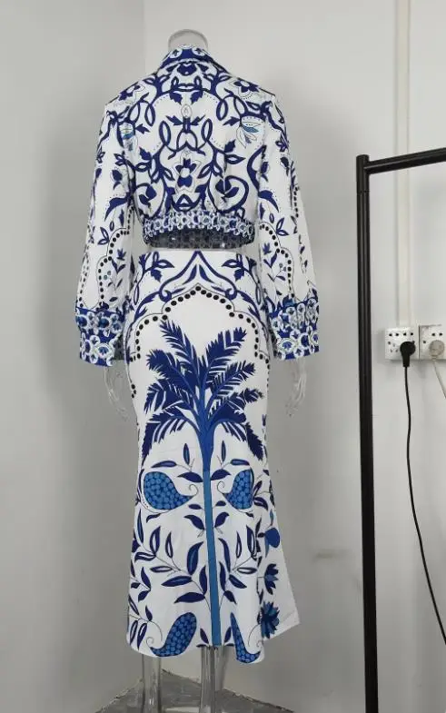 طقم فستان ماكسي نسائي جديد برقبة على شكل حرف V وأكمام طويلة، زي أنيق للحفلات نصف تنورة غير منتظمة