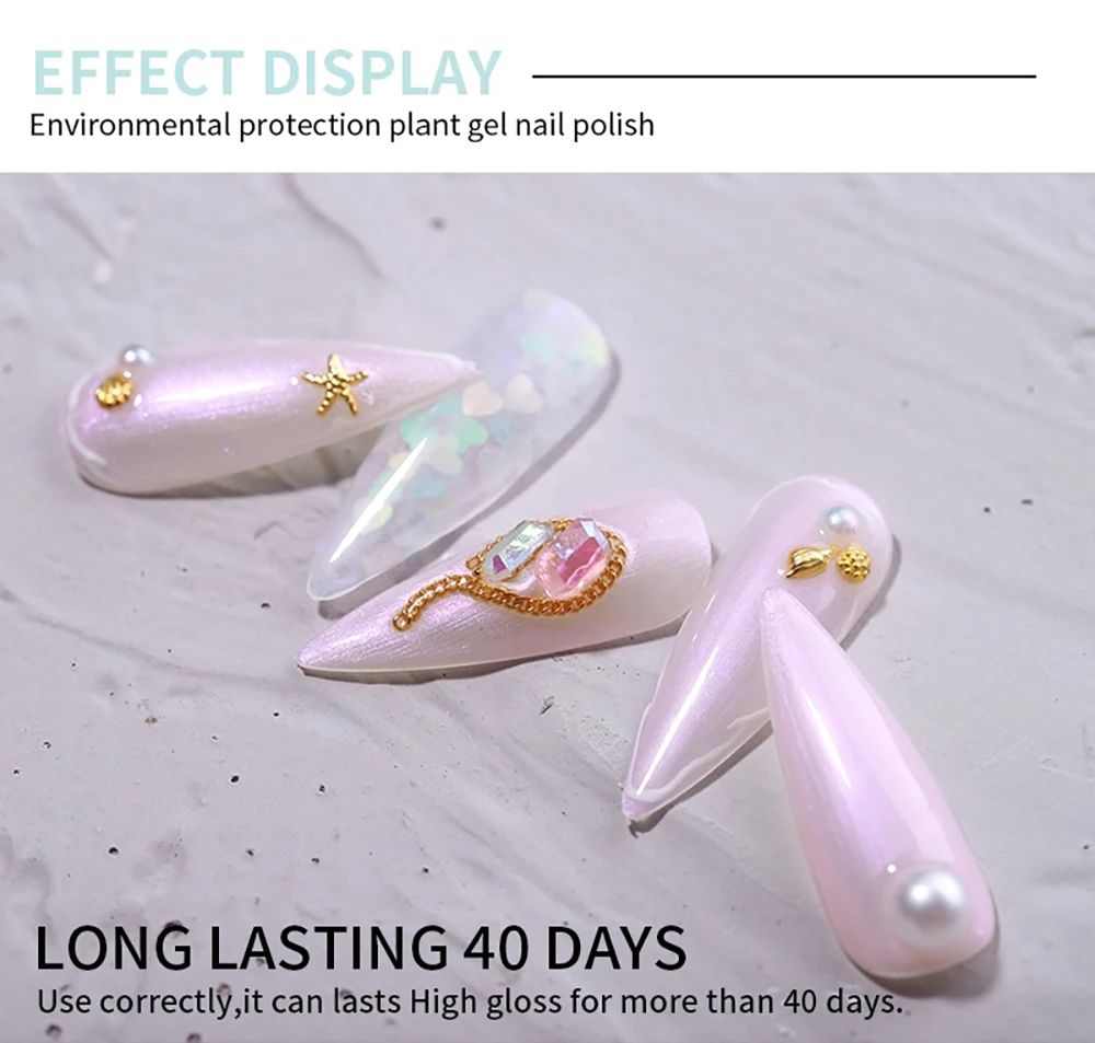 Vendeeni 9 Farben/Set Perlmutt-Farbgel-Nagellack Semi-Permanenter UV-LED-Soak-Off-Gel-Lack Meerjungfrauen-Nagelkunst-Gel-Lack – Detail 9