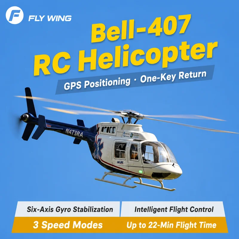 Flywing Bell407 470 Class Large Rc Remote-Controlled Helicopter Ace Flight Control Self Stabilizing Gps4 Propeller Helicopter