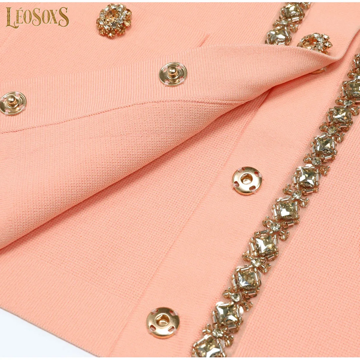 LEOSOXS High Quality Summer New Fashionable Commuter Heavy Duty Nail Diamond Lady Fresh Knitted Short Sleeve T Versatile Top