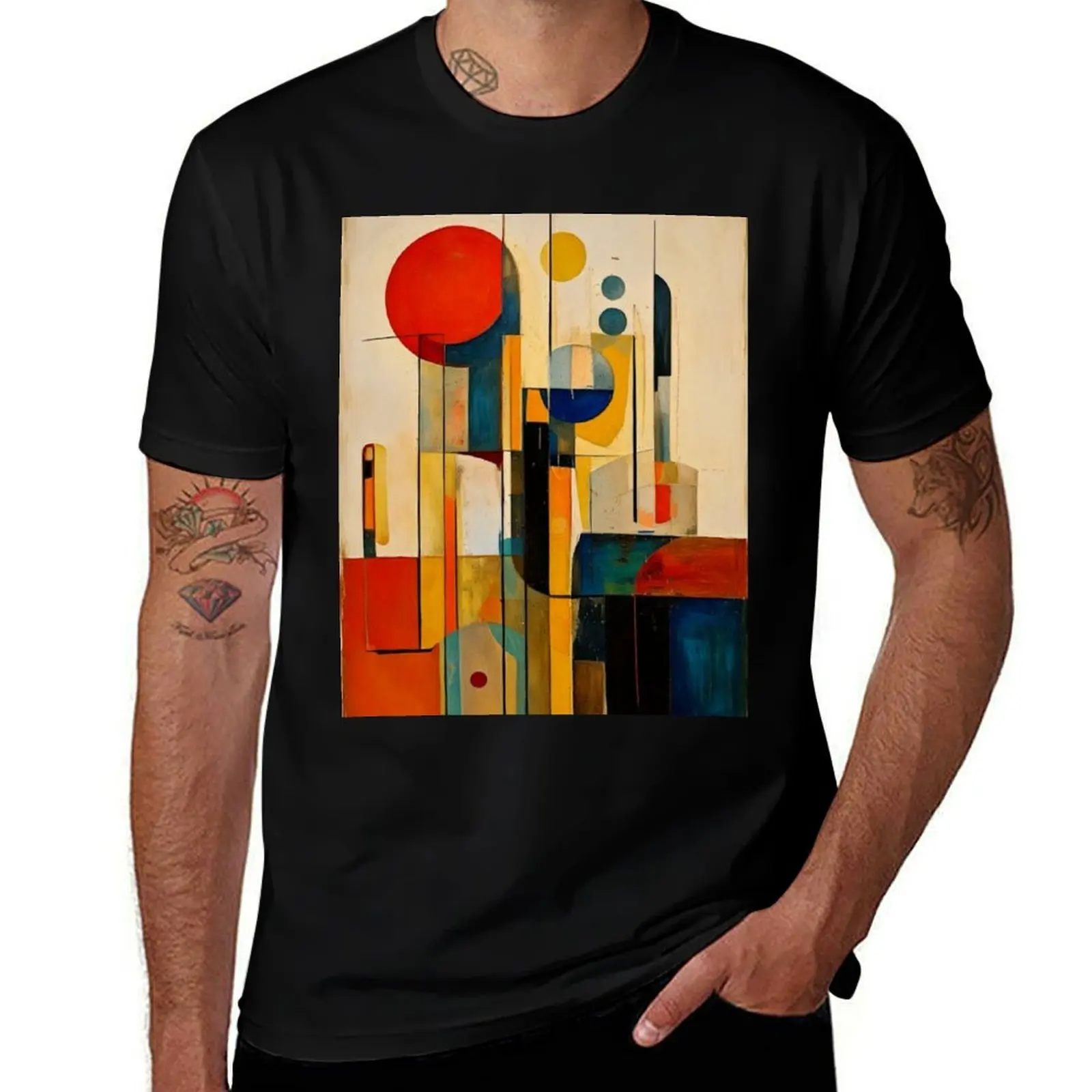 Mid-Century Modern Abstract – Vintage Earth Tone Geometric Painting – Retro Modernist Art T-Shirt man t shirt luxury T-Shirt