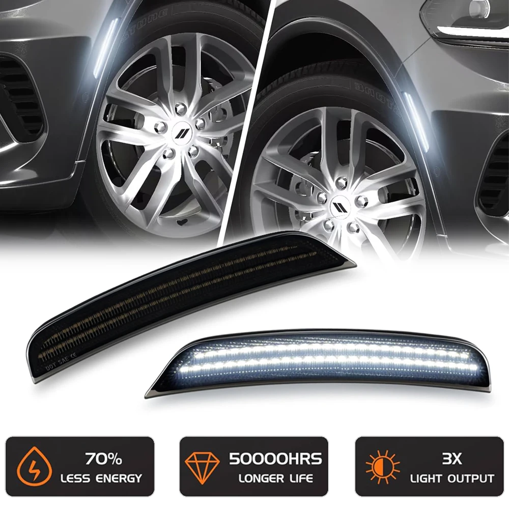 

White LED Front Fedner Side Marker Light for Dodge Durango 2021-2025 Car Spotlight Brake Indicator Warning Lamp 68476819AA