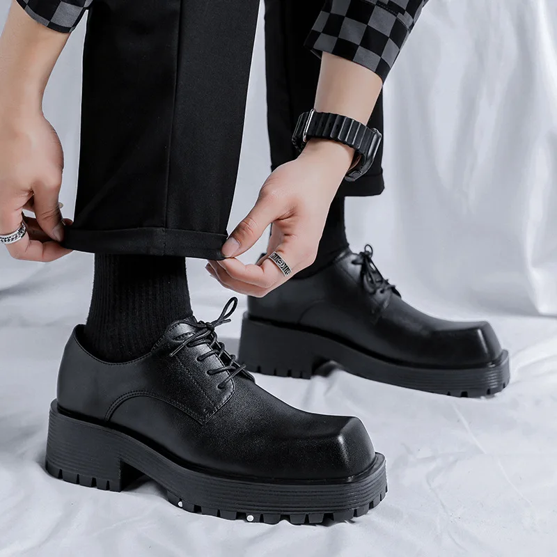 2026Autumn New Derby Shoes Fashionable Luxury Shoes Square Head British Style Low Heel Boots Casual Daily Workwear Leather Shoes
