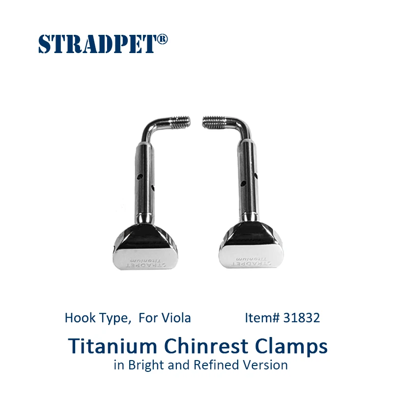 STRADPET Hook Type Titanium Chinrest Clamps, in Bright or Gun Gray, Refined or Common Versions Option, for Viola