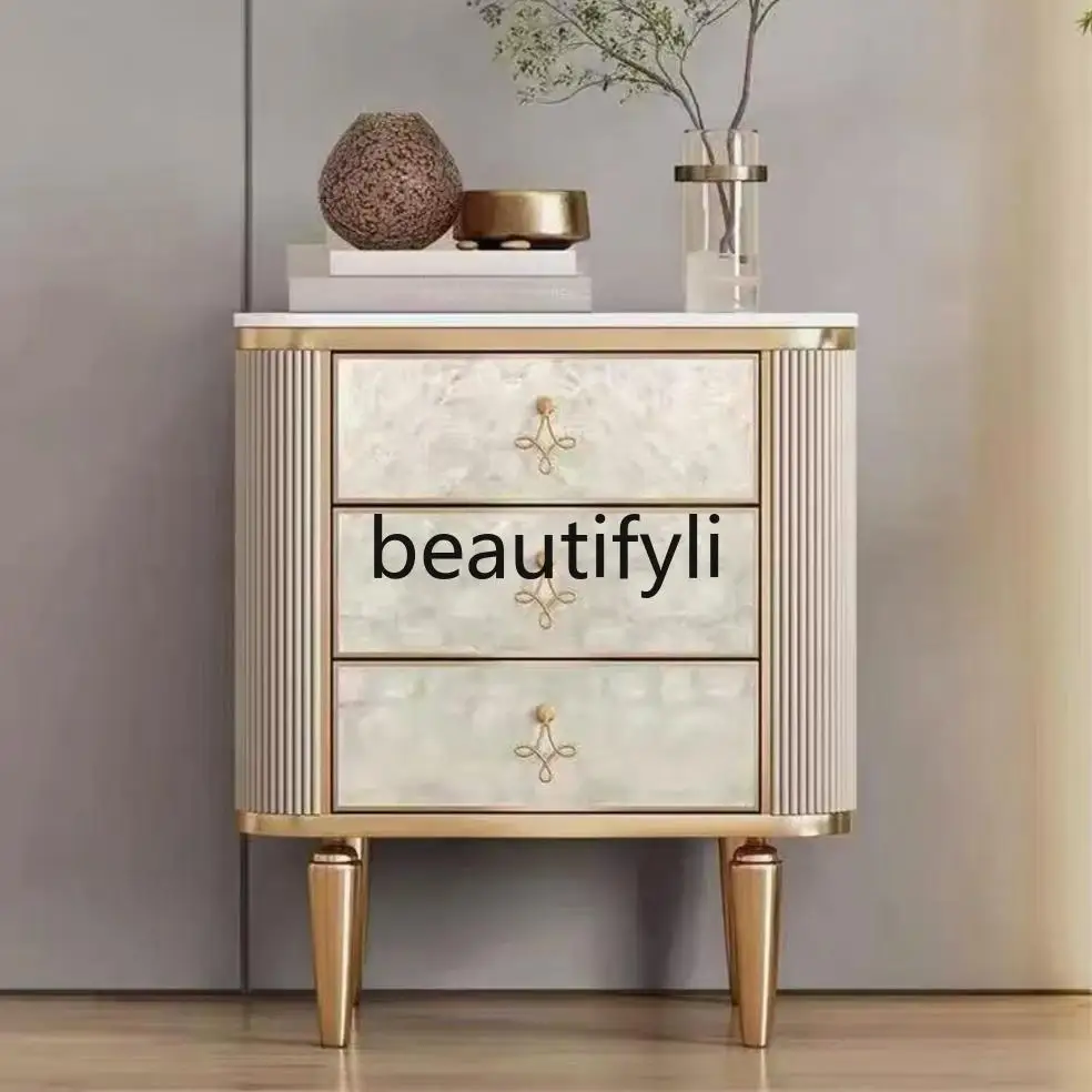 

Champagne gold shell three-bucket cabinet bedside table deep sea fritillary small side cabinet