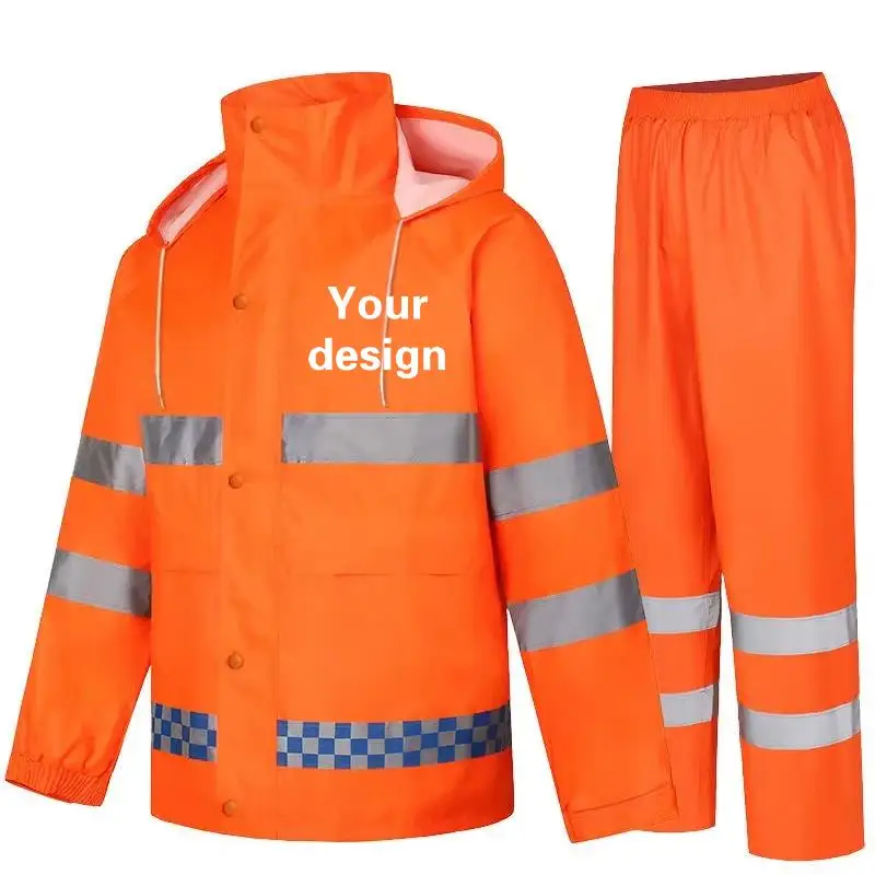 Reflective Clothes Set For Men Outdoor Secure Road Gardens Conserve Rescue Windproof Waterproof Raincoat Coat Customized Logo