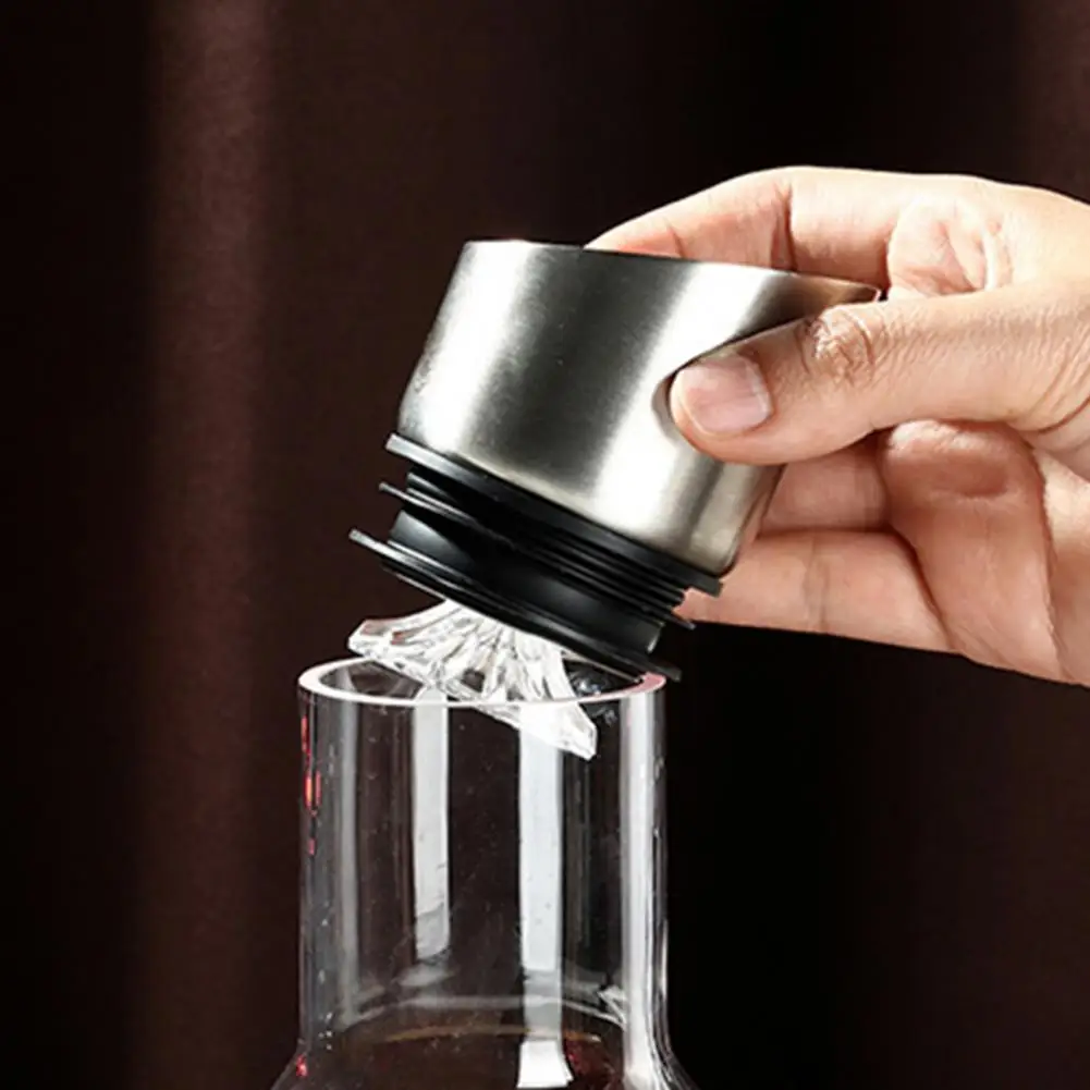 Glass Wine Decanter Glass Wine Decanter with 12-channel Stainless Steel Aerator Handcrafted 1600ml Wine Carafe Glass for Bottles