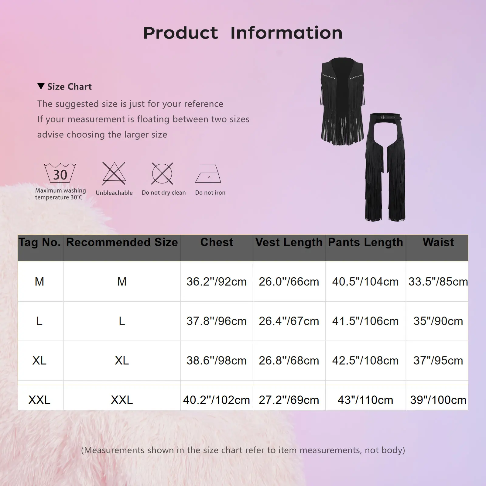 Men Cowboy Vest And Chaps Combo with Tassel Details And Wide Leg Design Comfortable Faux Leather Set for Western Themed Parties