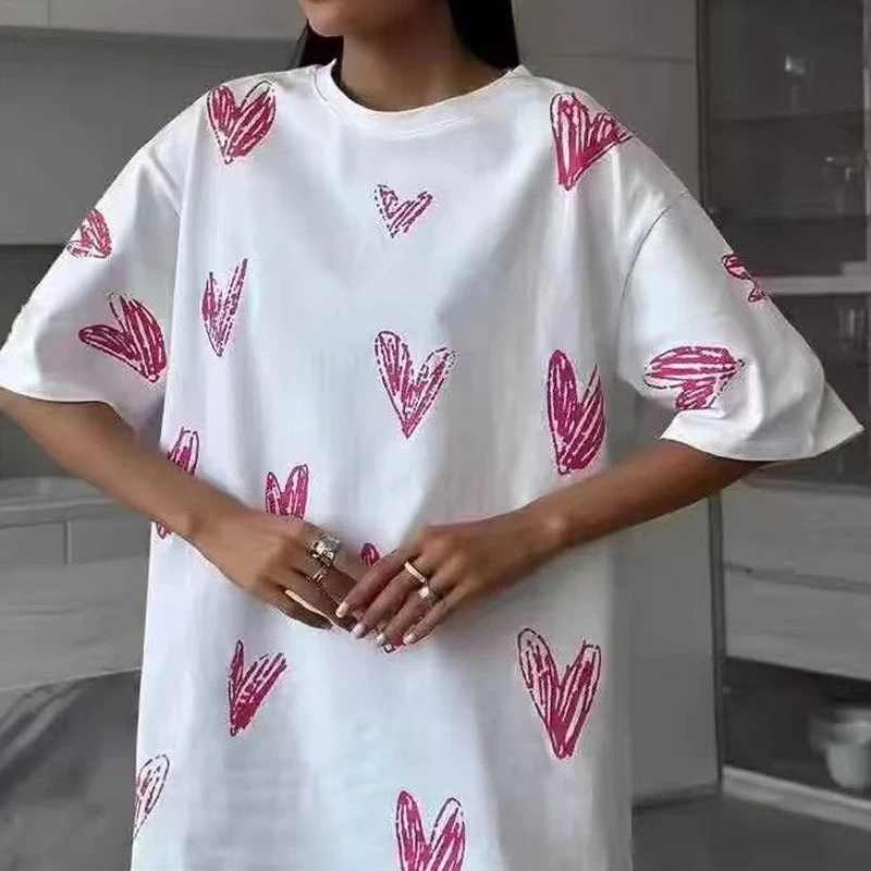 

Print Youth All-match High Street Tops Summer New Short Sleeve O-neck Street Casual Loose Korean T Shirts Fashion Women Clothing