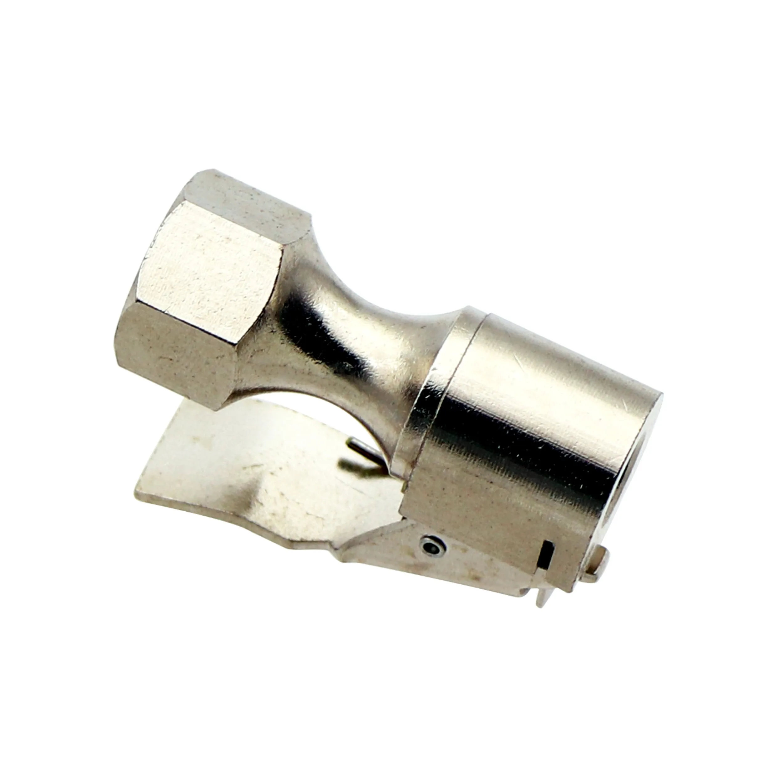 Clip-On Air Chuck Open Nickel Euro Style Air Chuck Tire/Tyre Inflator Gauge Fitting 1/4