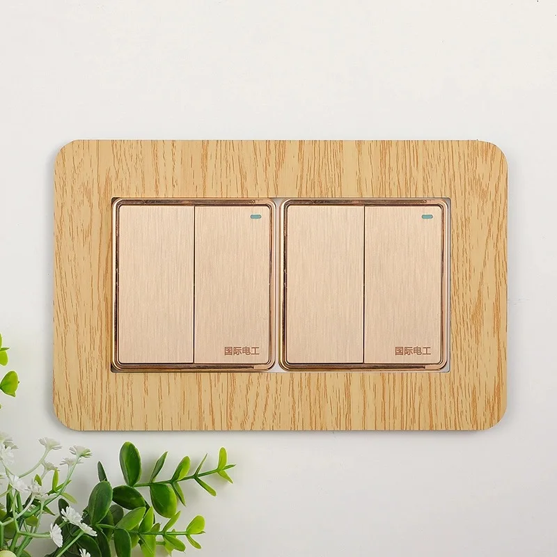 Switch Stickers Decor Wood grain Acrylic Switch Protective Cover Socket Frame Cover