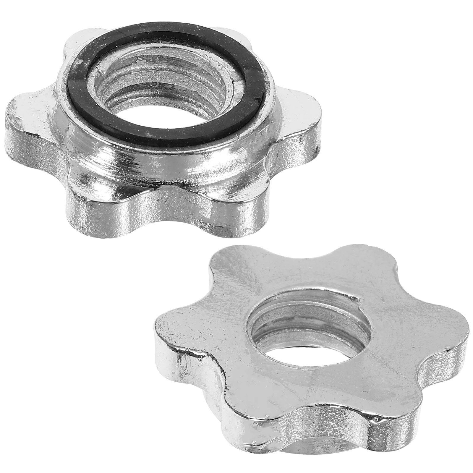 

2pcs Hex Nuts Anti-Slip Collar Screws For Barbell Dumbbell Weight Lifting Silver Secure Remove