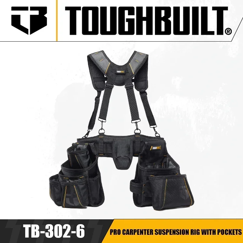 TOUGHBUILT TB-302-6 Pro Carpenter Suspension Rig with Pockets Woodworking Tool Kit Set Thickened Wear-resistant Storage Bag