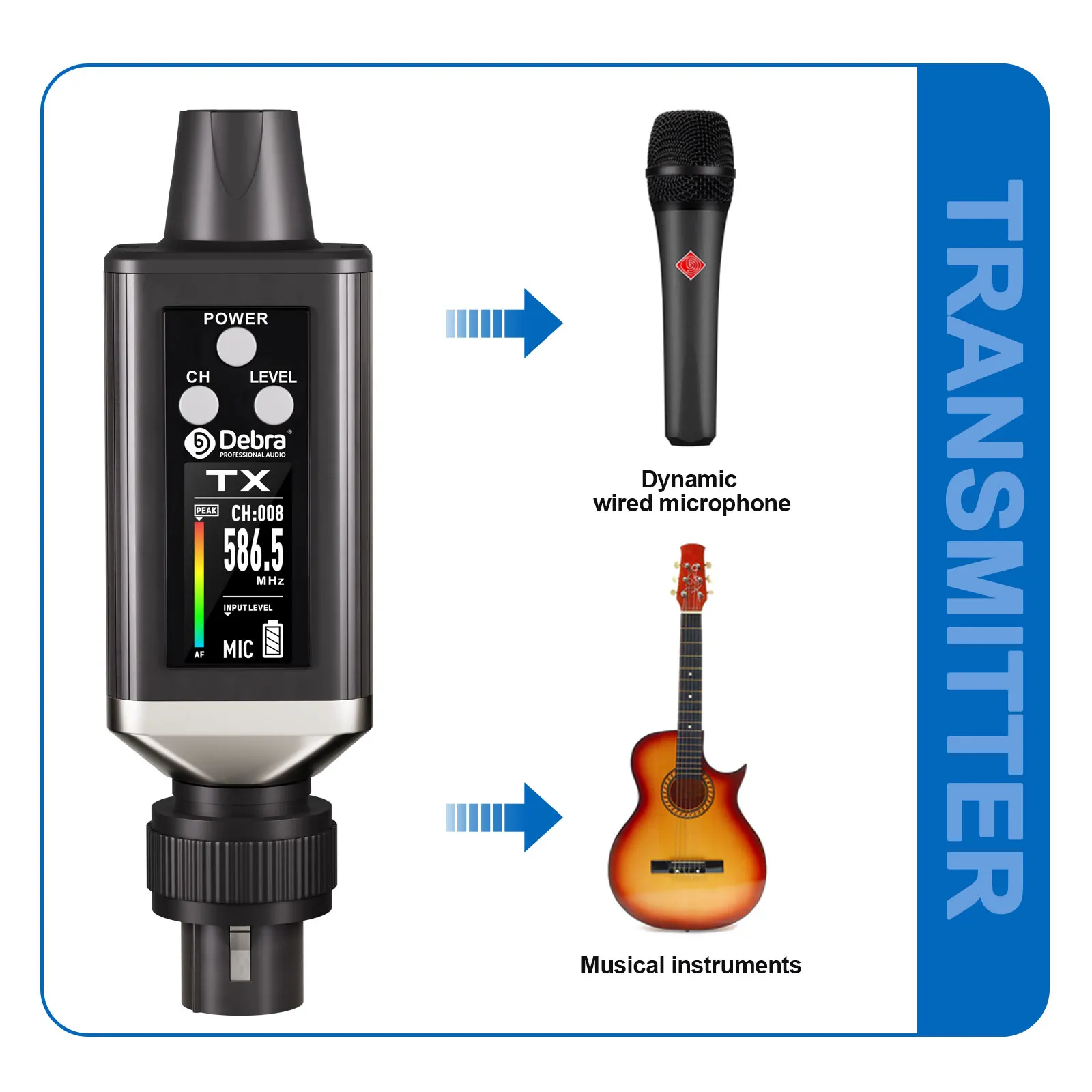 EMX-1 Drahtloses Überwachungssystem, Tragbares UHF-Akku-Drahtlossystem für Musikinstrumente, Dynamisches Kabelmikrofon – Detail 9