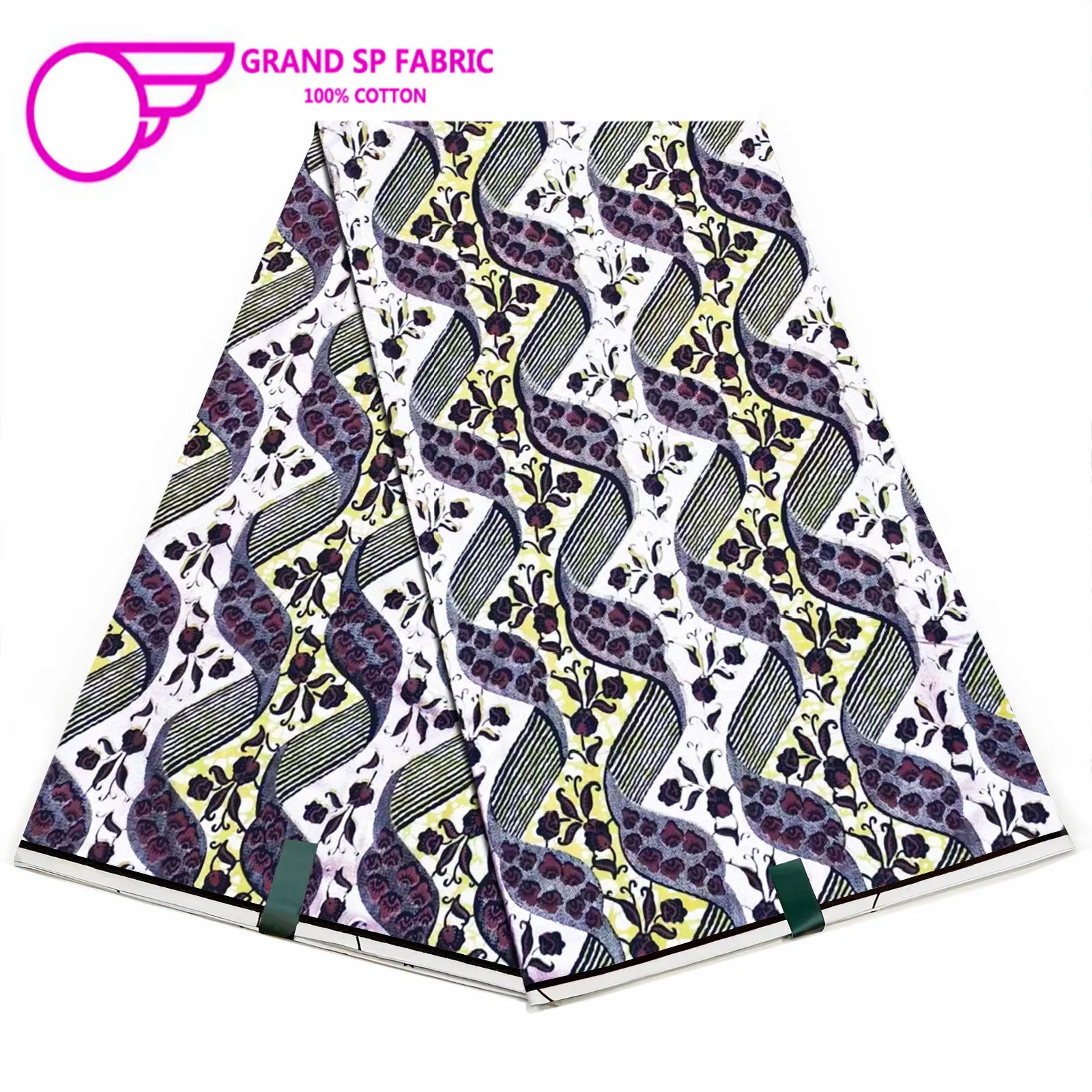 

Grand Super Fabric 100% Cotton African Wax Fabric High Quality Wax Print Ankara Fabric For Sewing 6yards Women Fabric FF-14-93