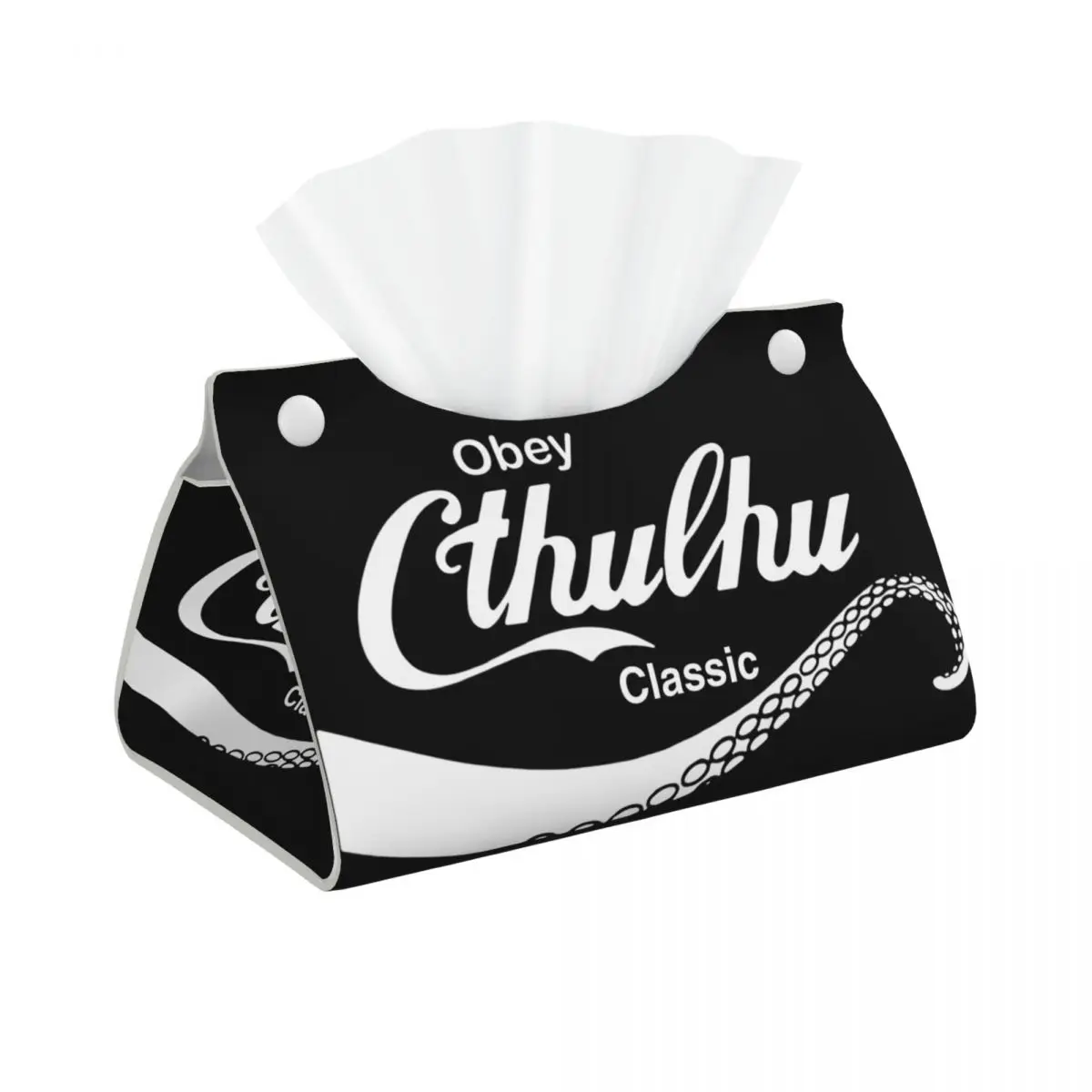 Custom Fashion Brand Call Of Cthulhu Funny Facial Tissue Box Cover Rectangular Lovecraft PU Leather Tissue Box Holder for Toilet