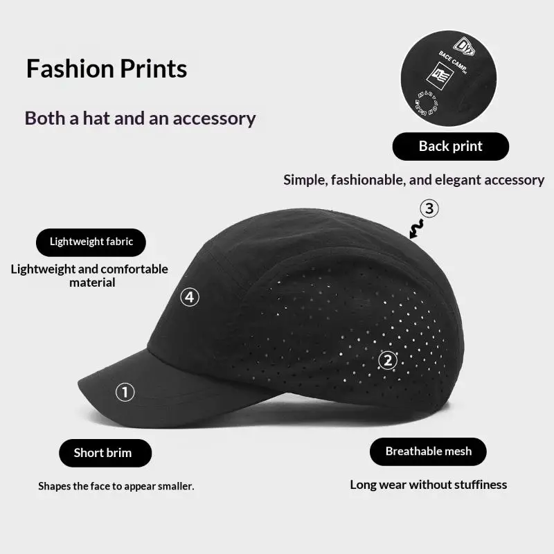 Schnelltrocknende Mesh-Baseballkappe - Atmungsaktiv, leicht, UV-Schutz, Sonnenschutz, für Männer, Frauen, Paare, Outdoor-Wanderungen – Detail 6