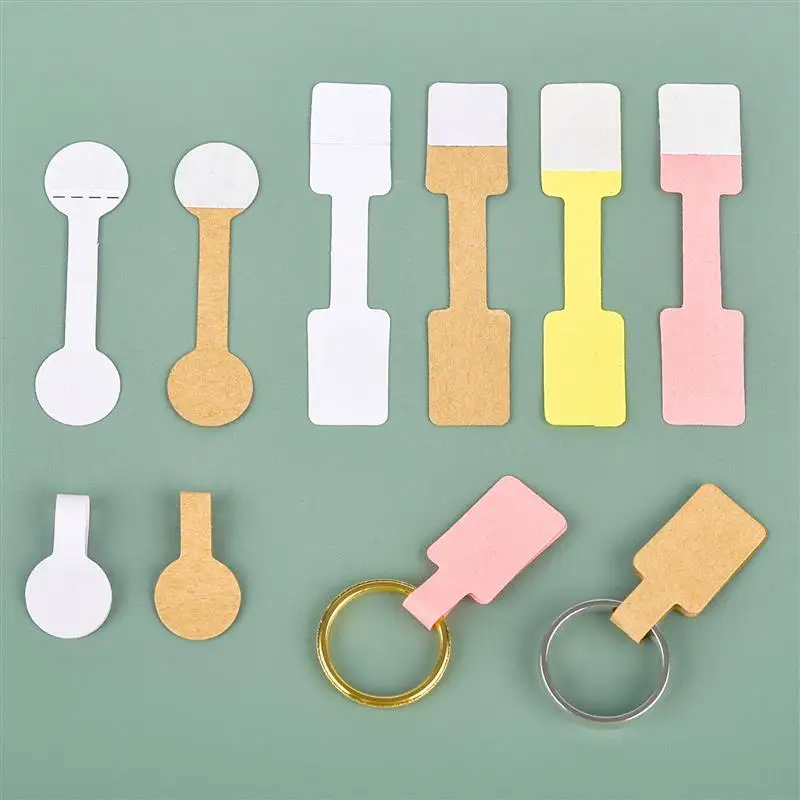 100pcs Rectangle Blank Jewelry Price Tag Self Adhesive Barbell Sticker Card Necklace Earring Display Repair Label Packaging