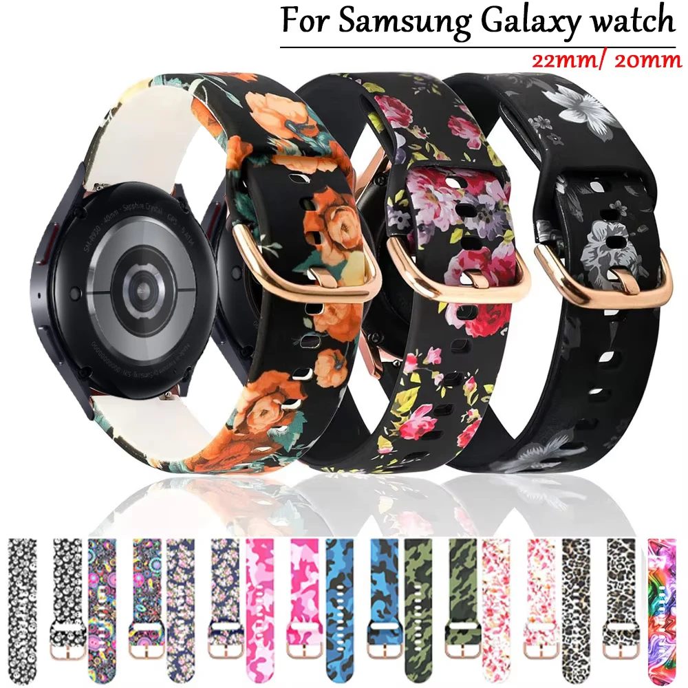 Armband für Samsung Galaxy Watch 7/6/4/5/5 Pro/4 Classic 47mm 46mm Bedrucktes Silikon-Armband für Amazfit GTR/GTS 4 3 2 Band