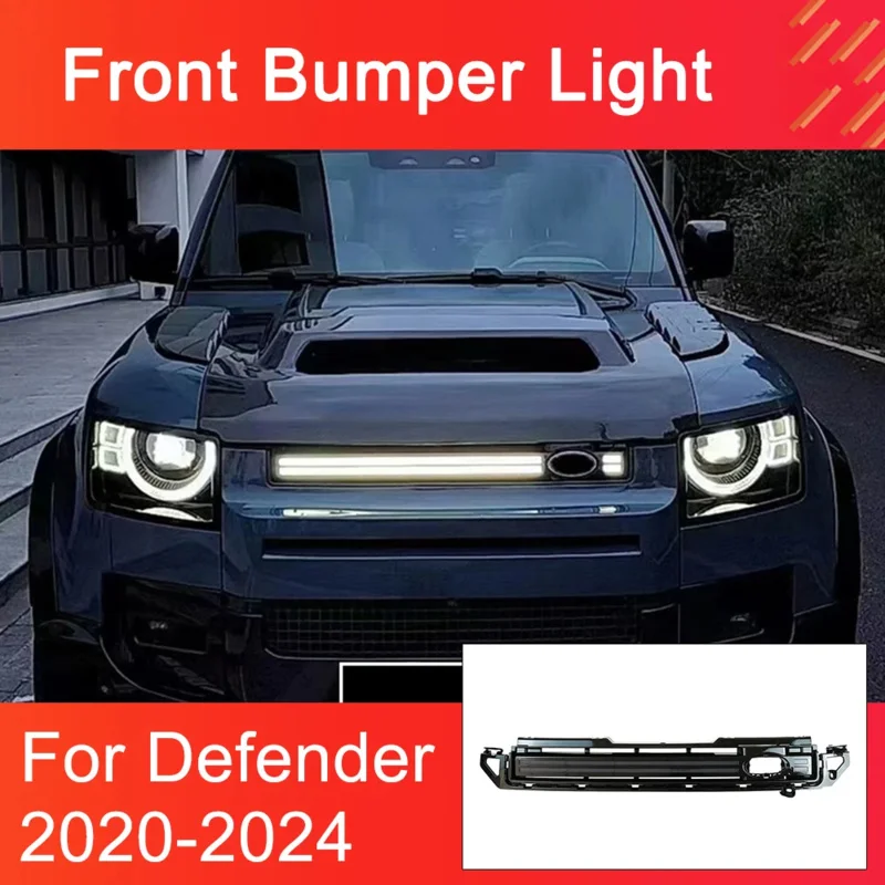 

For Land Rover Defender 90/110/130 front bumper grille light with LED dynamic running light modification accessories 2020-2023