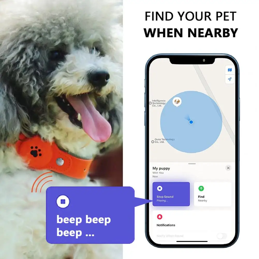 Pet Locator Collar Waterproof Dog GPS Tracker Collar for IOS Lightweight Anti-lost Pet Safe Locator Fits Small Medium Large Dogs