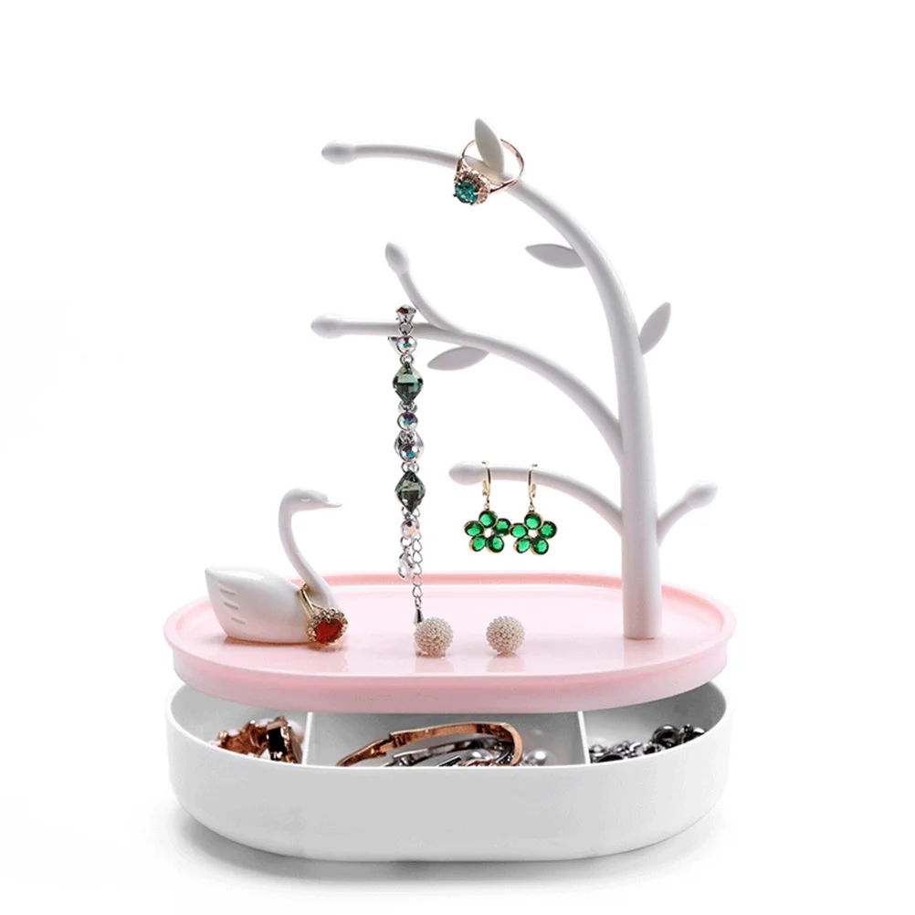 Jewelry Storage Rack Pink Earrings Holder Vanity Necklace Bracelet Display Stand Jewelry Organizer