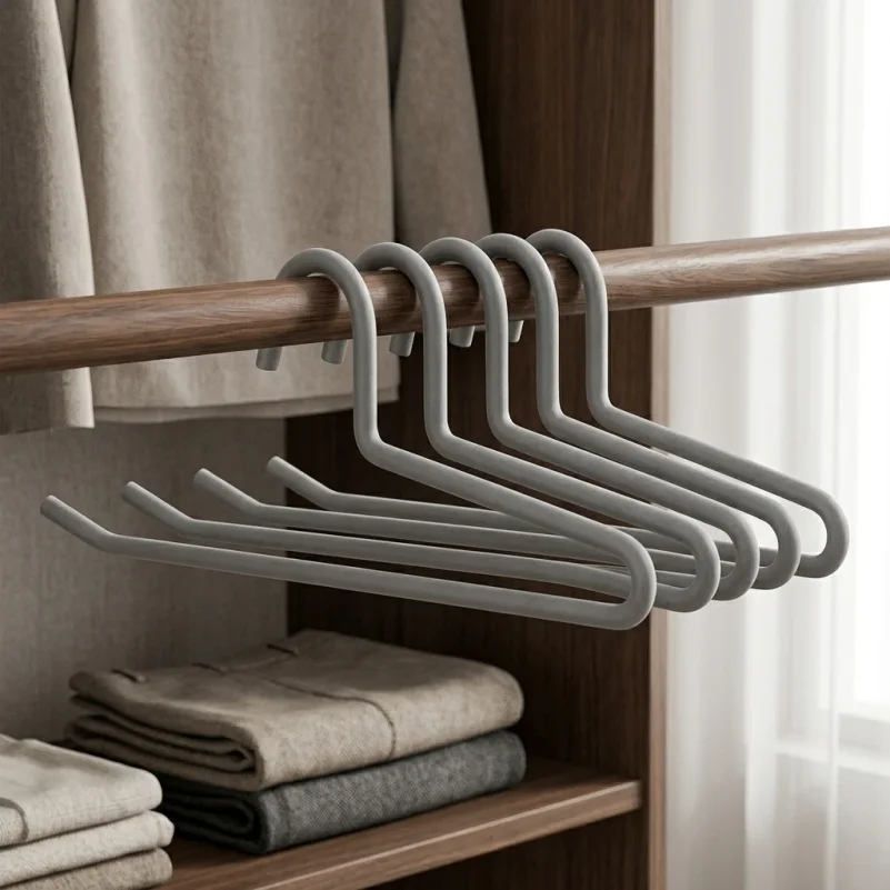 5PCS Space Aluminum Pants Hangers Short Goose Neck Anti Slip Non Marking Swivel Hook For Closet Storage Home